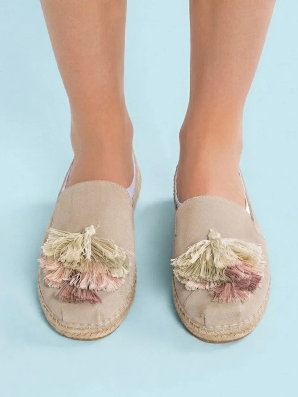 Toms Deconstructed Suede Alpargata Rope Tassel Suede Slip-on Shoes Size 8 Gray